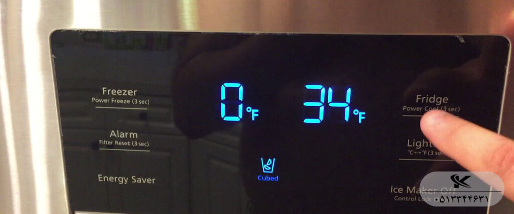 نحوه تغییر درجه در آموزش تصویری تنظیم دمای یخچال سامسونگ با دکمه Fridge